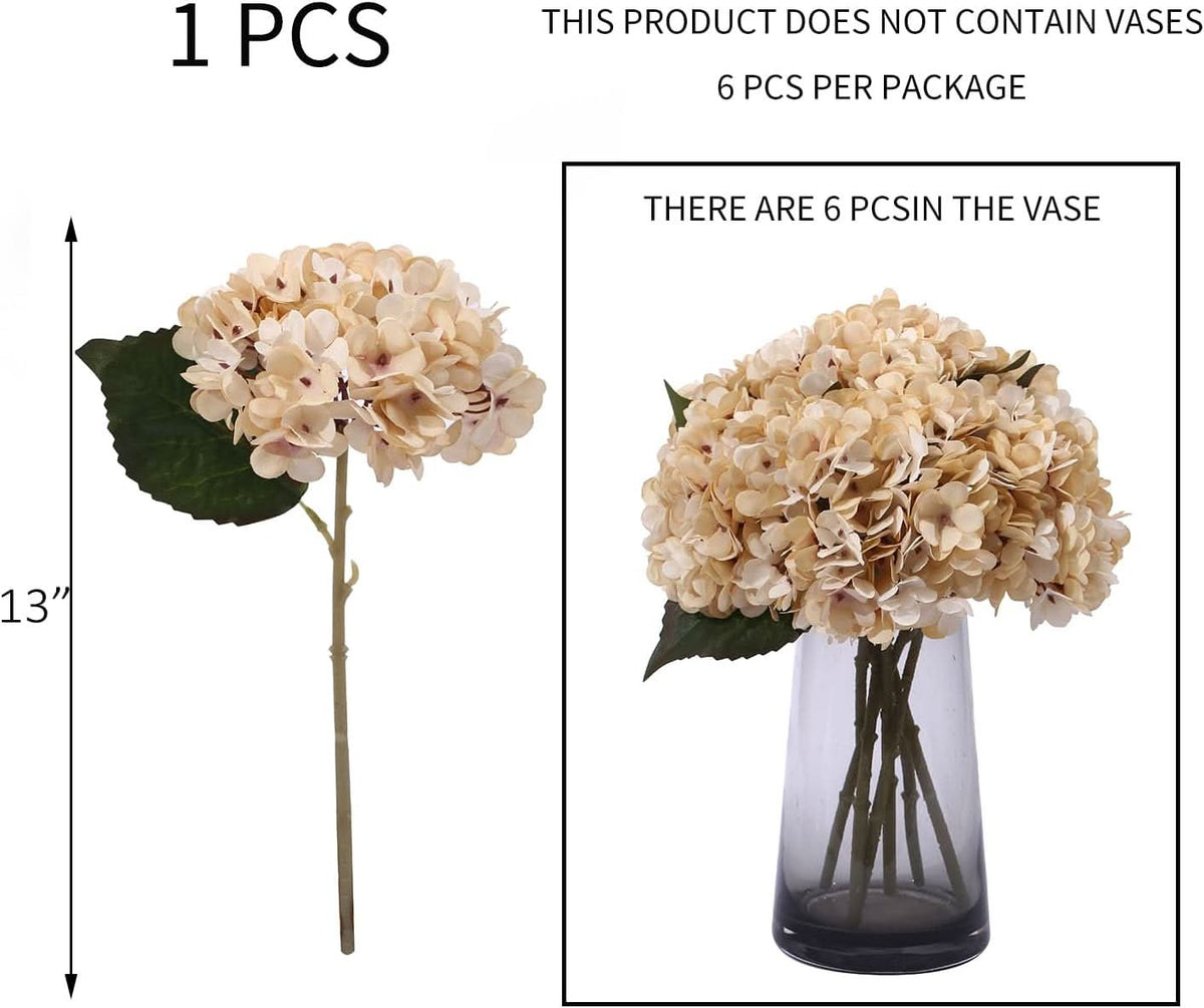 Beige Cream Hydrangea 6pcs