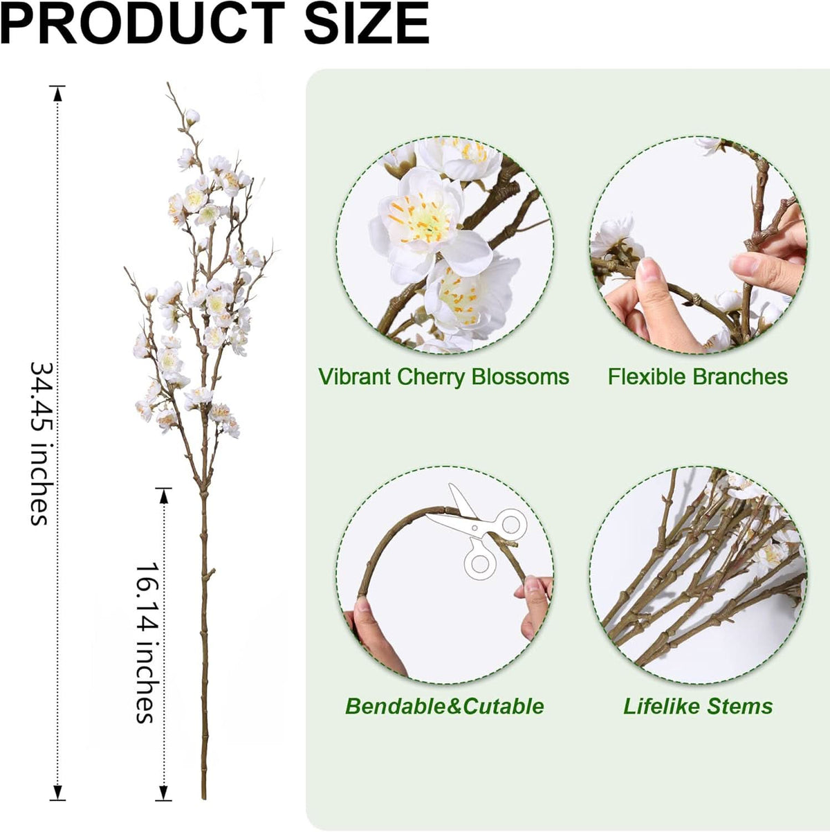 Snow Blossom Branch 6pcs 34.45"
