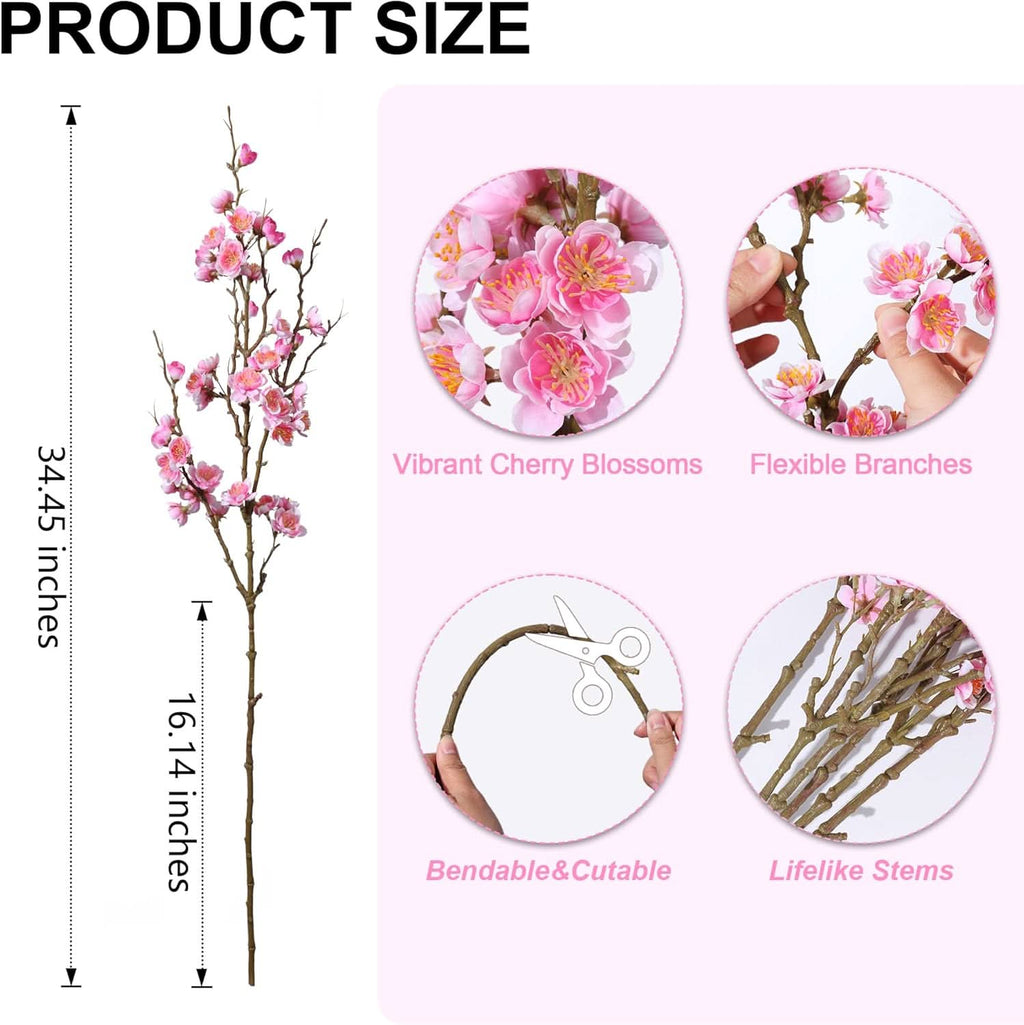 Pink Sakura Blossom Branch 6pcs 34.45"