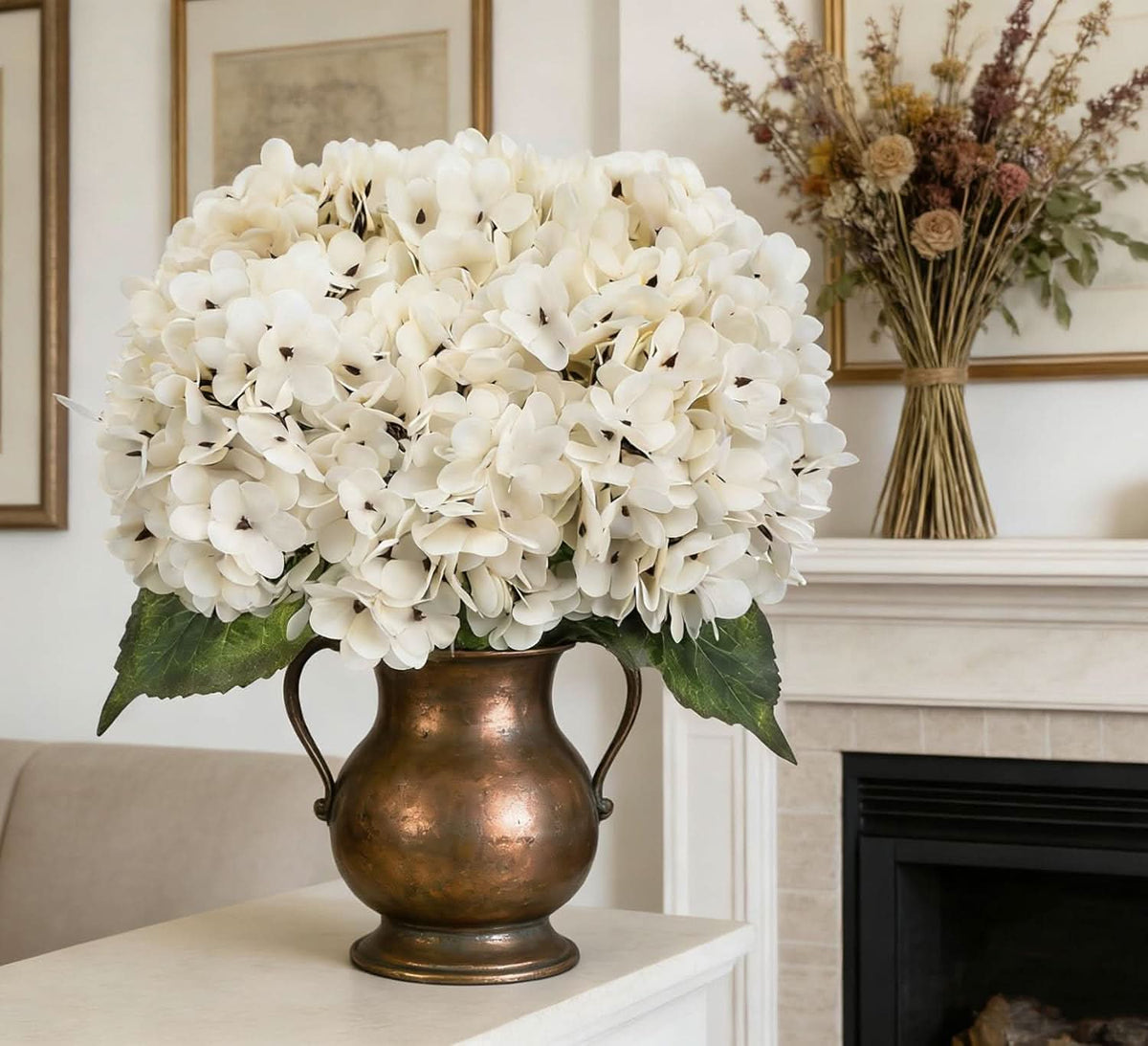 Ivory White Hydrangea 13"