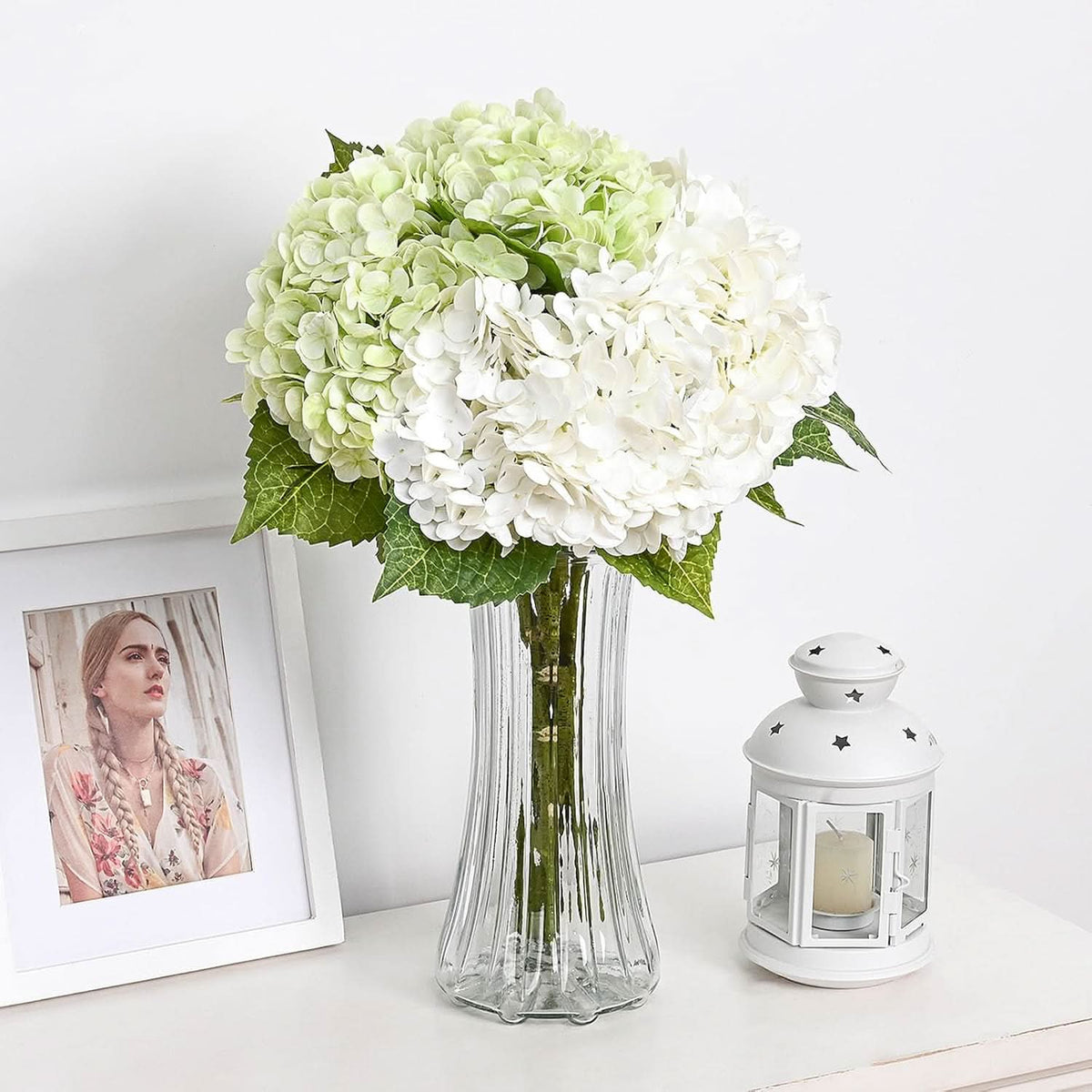 White Light Green Duo Hydrangea 4pcs 21"