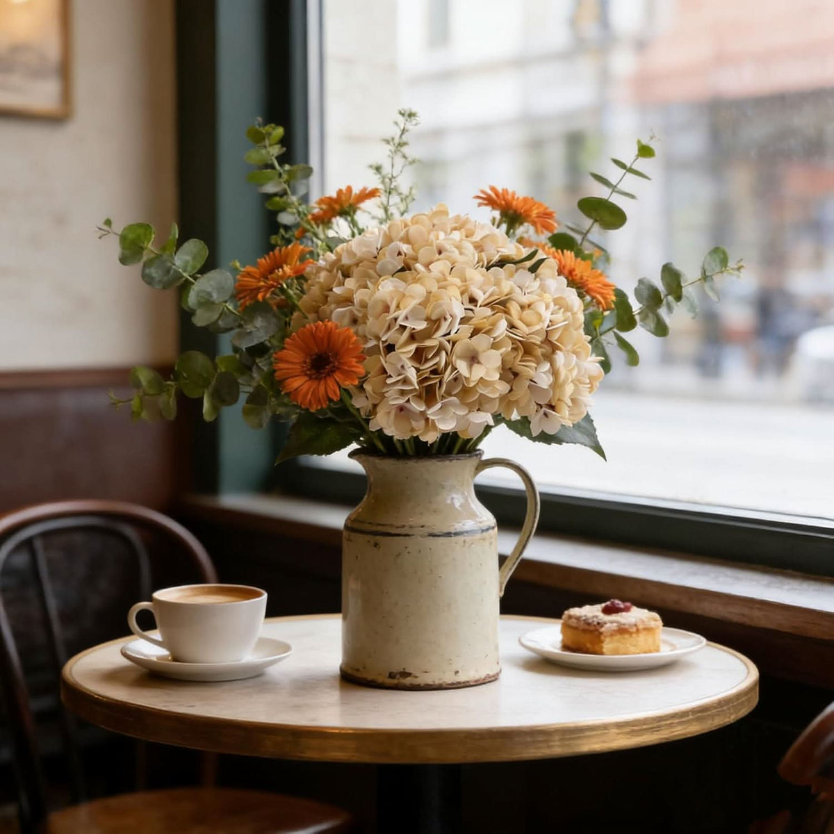 Beige Cream Hydrangea 6pcs