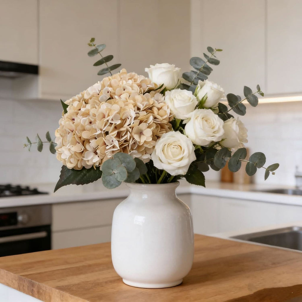 Beige Cream Hydrangea 6pcs