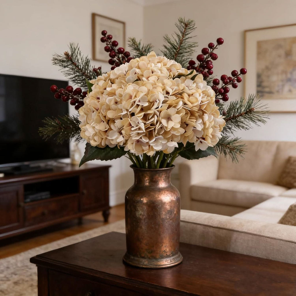 Beige Cream Hydrangea 6pcs