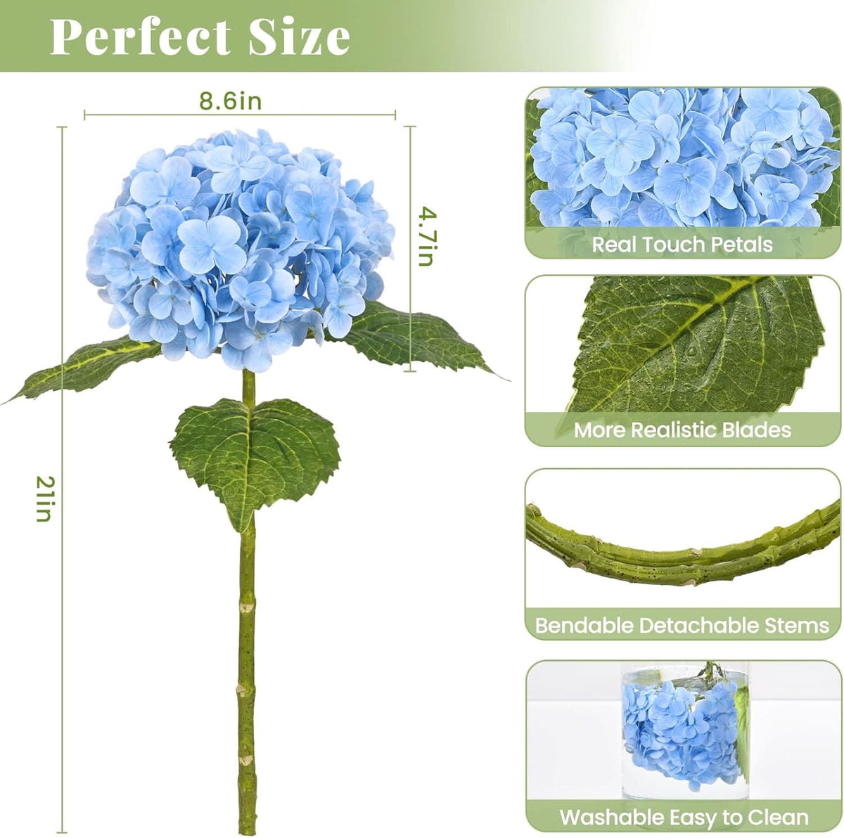 Blue Garden Hydrangea 6pcs  21"