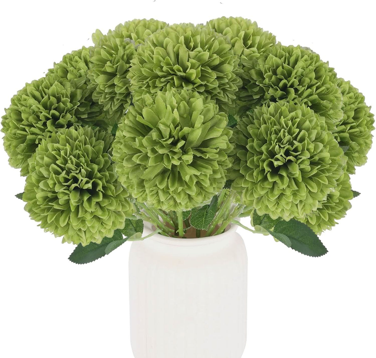 Green Artificial Chrysanthemums – 12 Stems