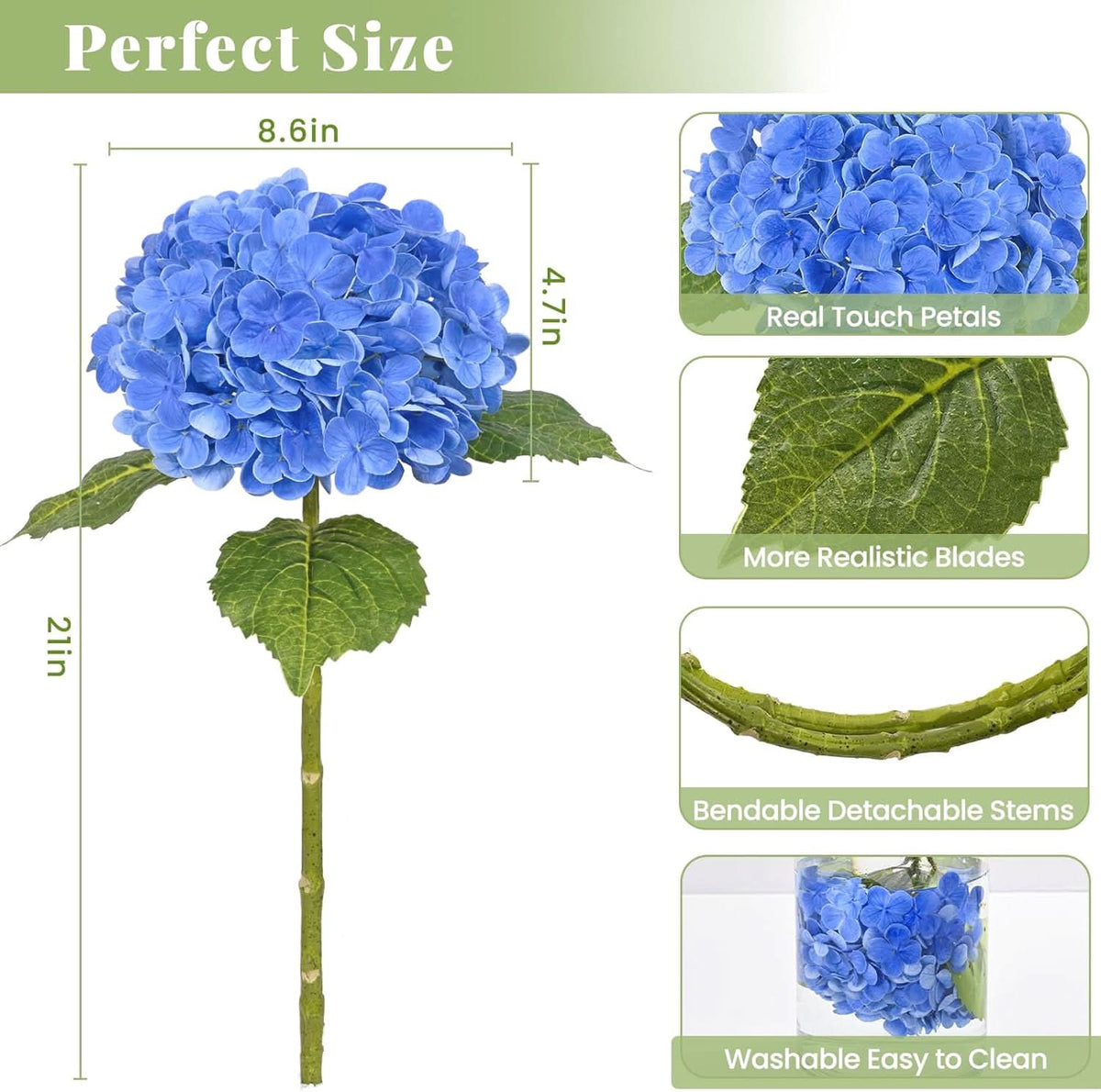 Midnight Blue Hydrangea 6 pcs 21"