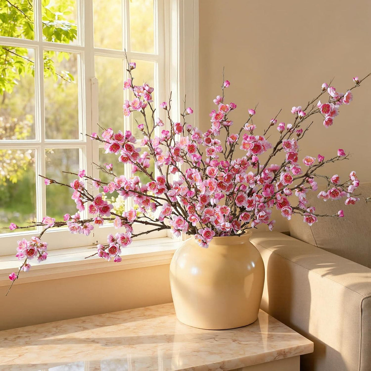 Pink Sakura Blossom Branch 6pcs 34.45"