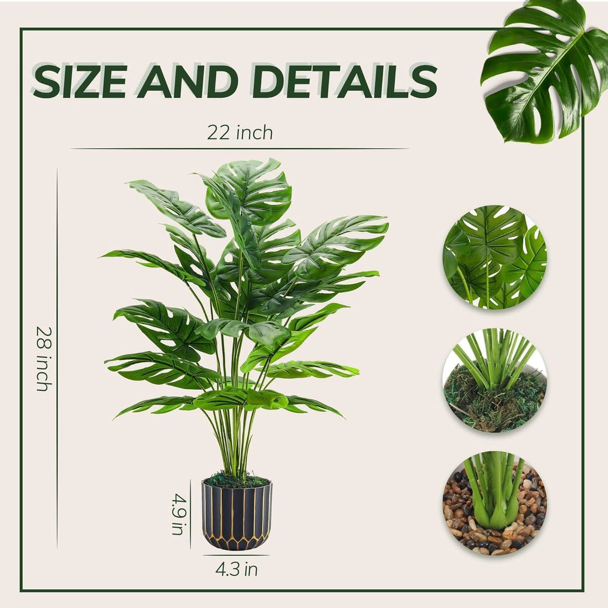 Tall Artificial Monstera Plant-28 inch