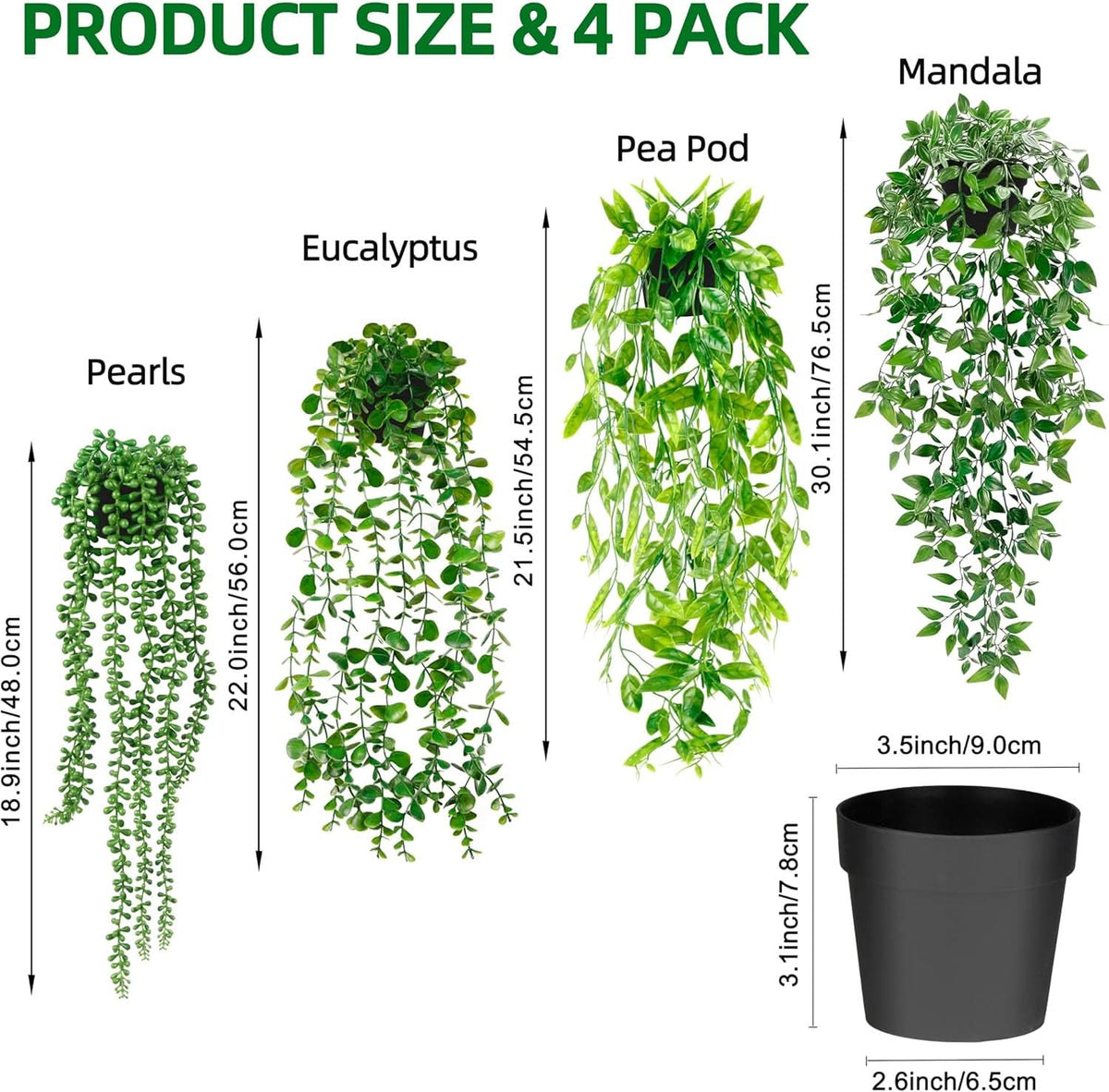 4 Faux Hanging Plants