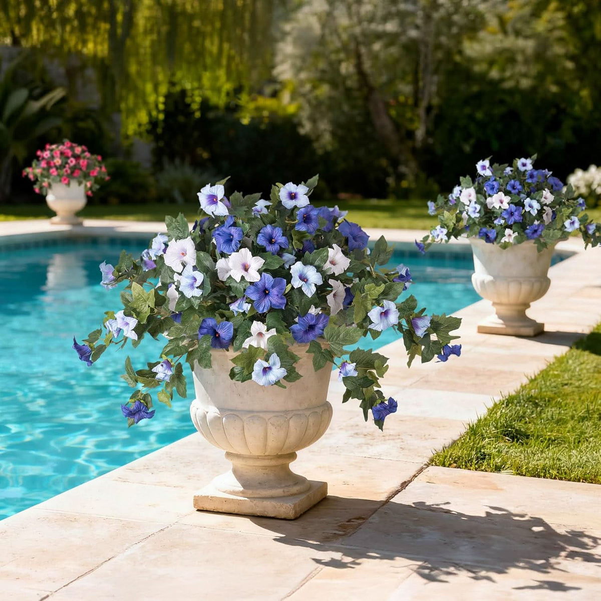 Blue White Artificial Petunias