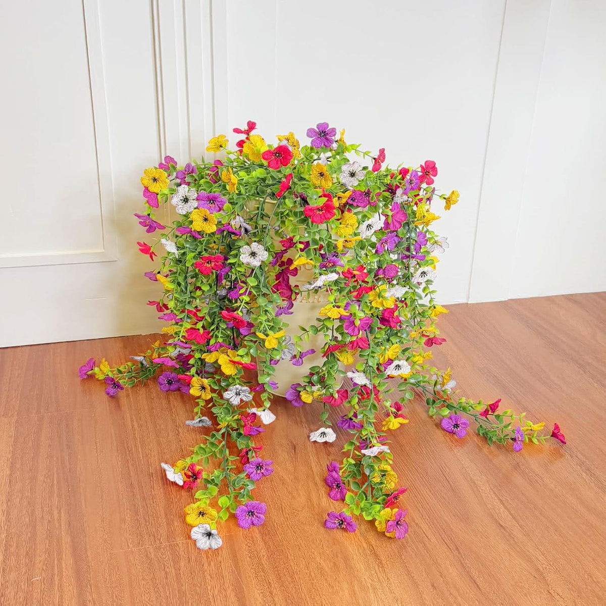 Set of 4 Artificial Hanging Flower Plants