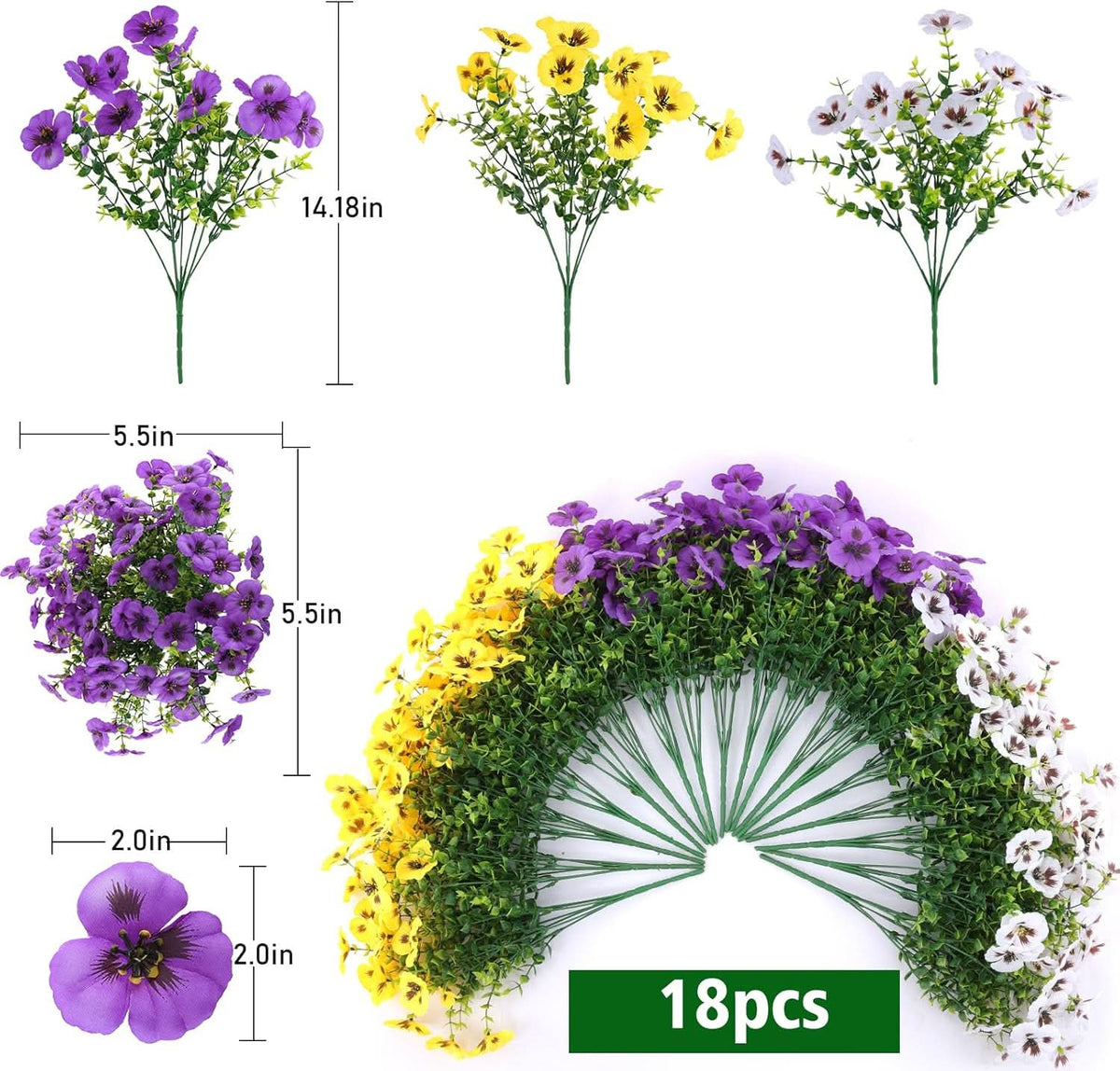 Mixed Pansy Artificial Flowers