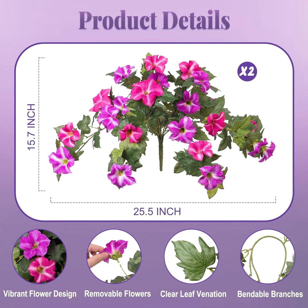 Pink Purple Artificial Petunias