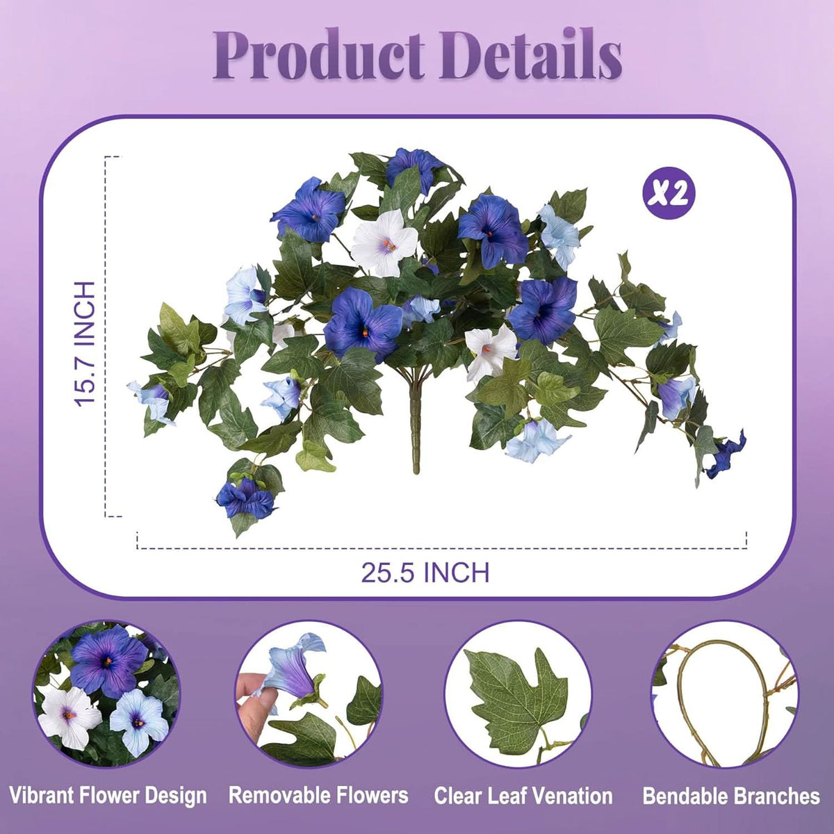 Blue White Artificial Petunias