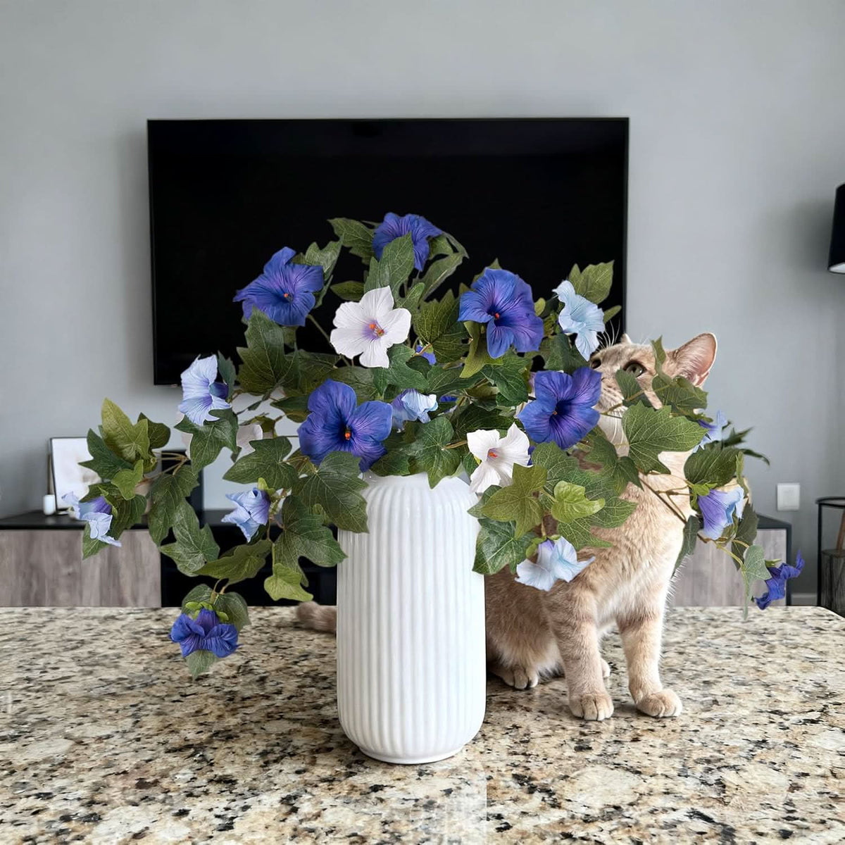 Blue White Artificial Petunias