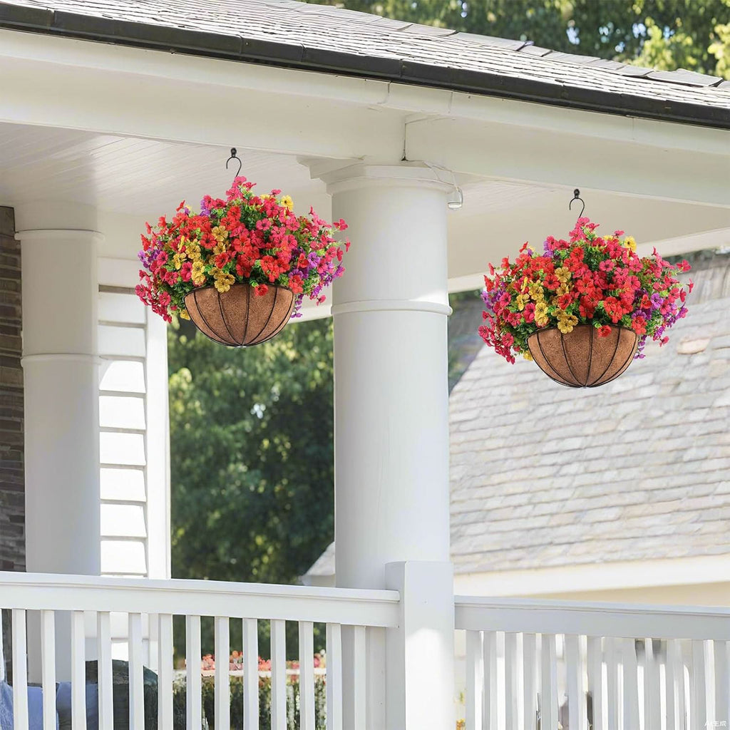 Set of 2 Hanging Artificial Flower Baskets