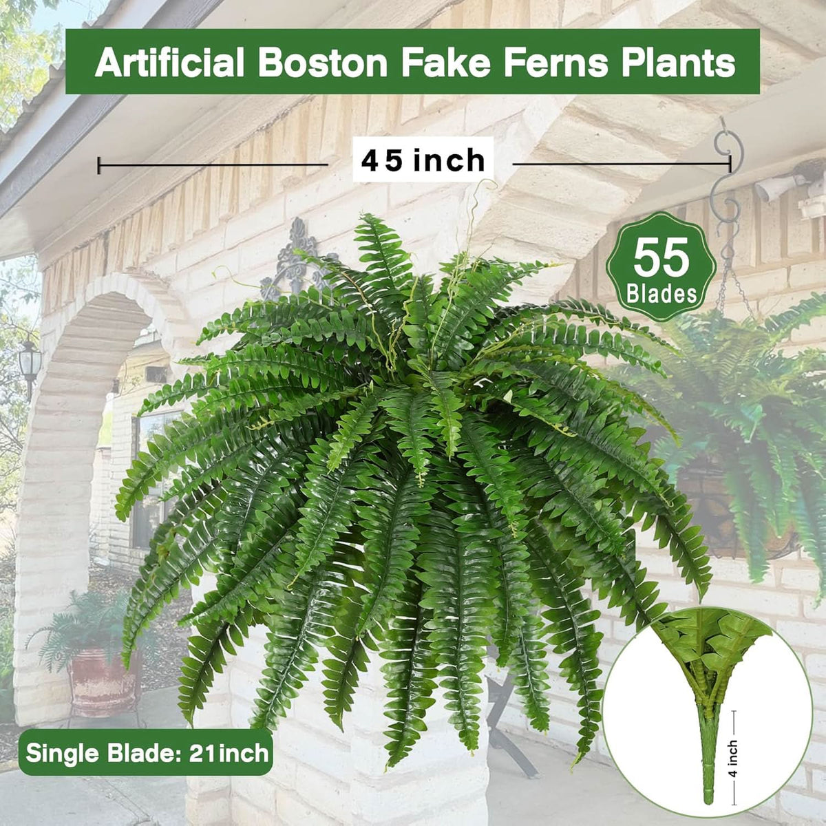 Boston Fern Faux Plant – 55 Branches Each