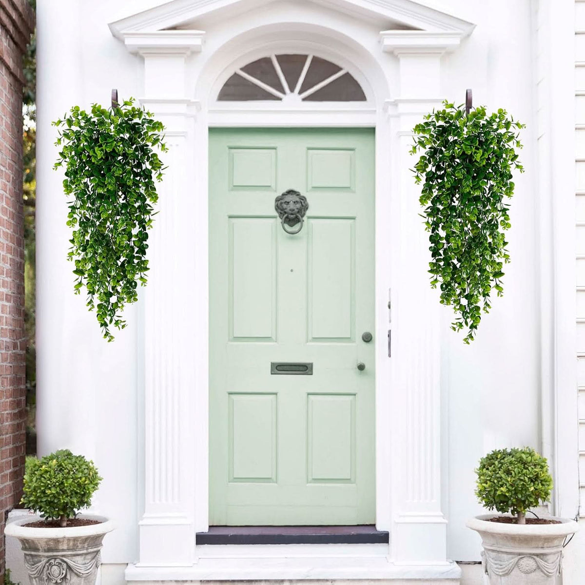 Set of 4 Artificial Eucalyptus Hanging Plants