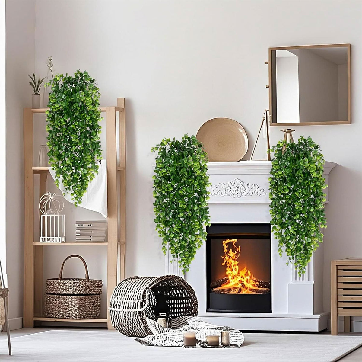 Set of 4 Artificial Eucalyptus Hanging Plants