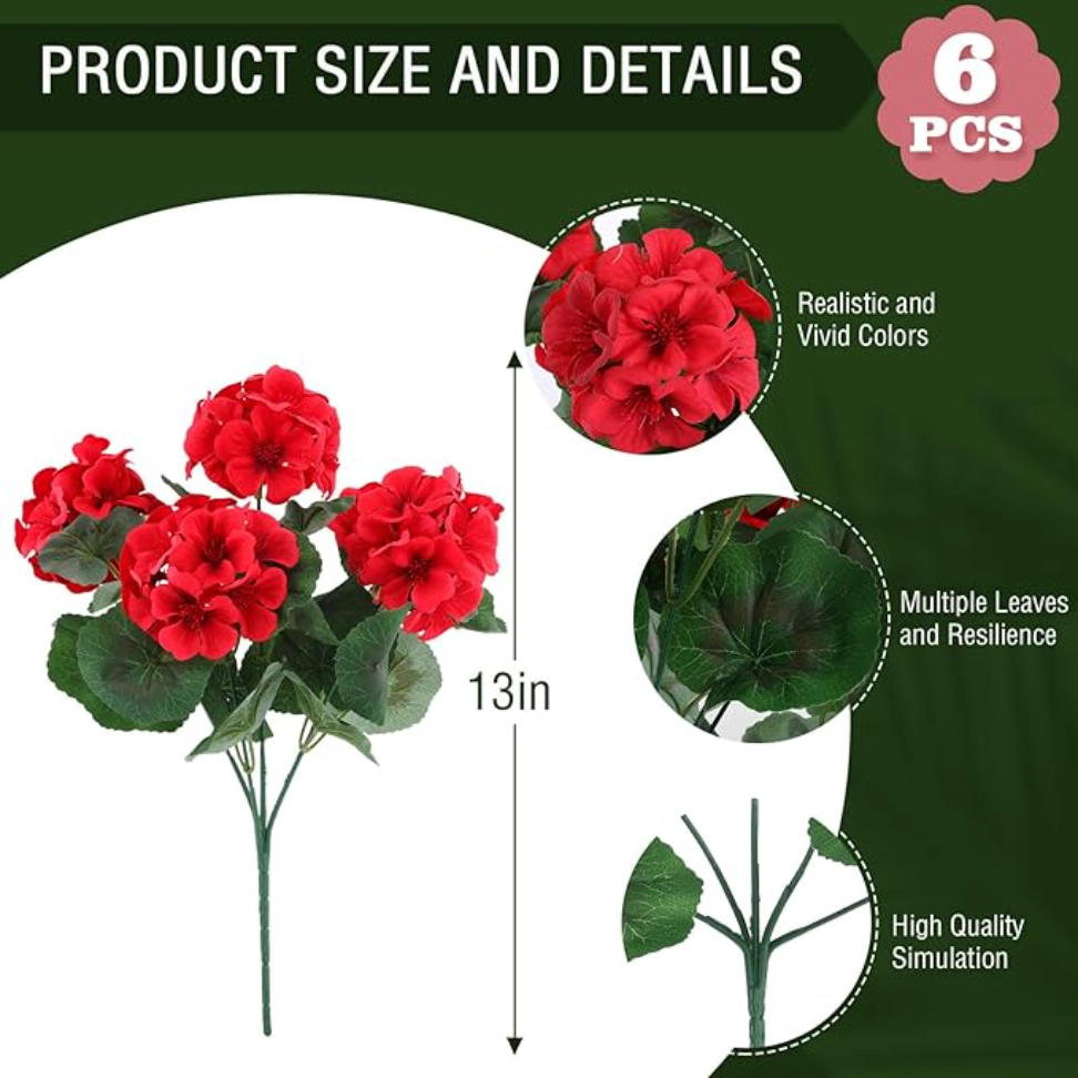 Red Artificial Geraniums