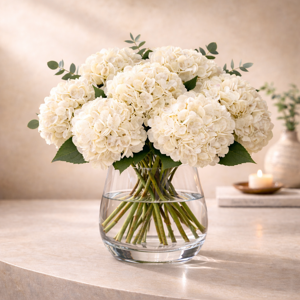 Ivory White Hydrangea 13"