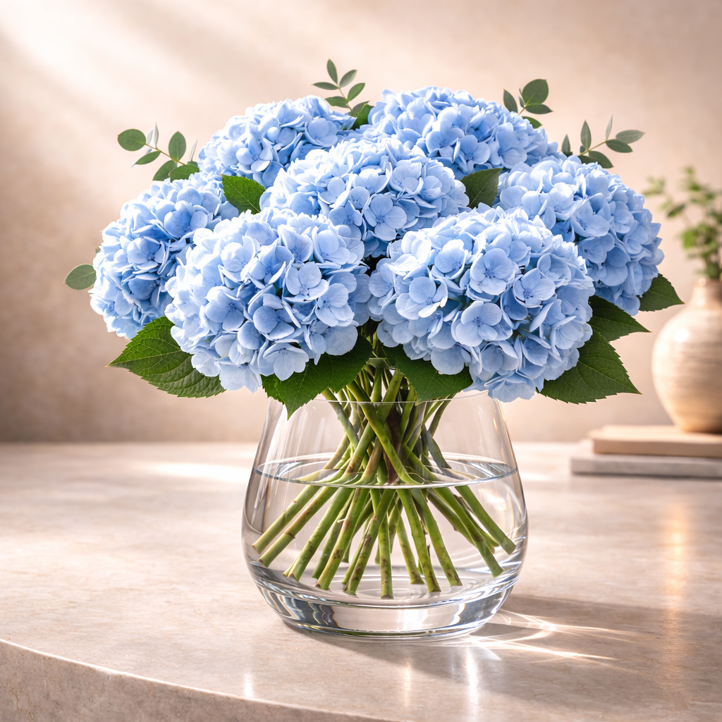 Blue Garden Hydrangea 6pcs  21"