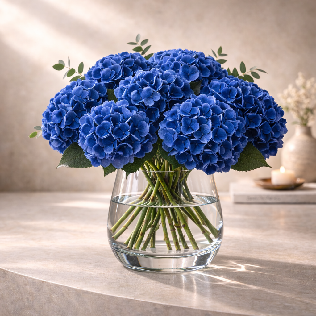Midnight Blue Hydrangea 6 pcs 21"